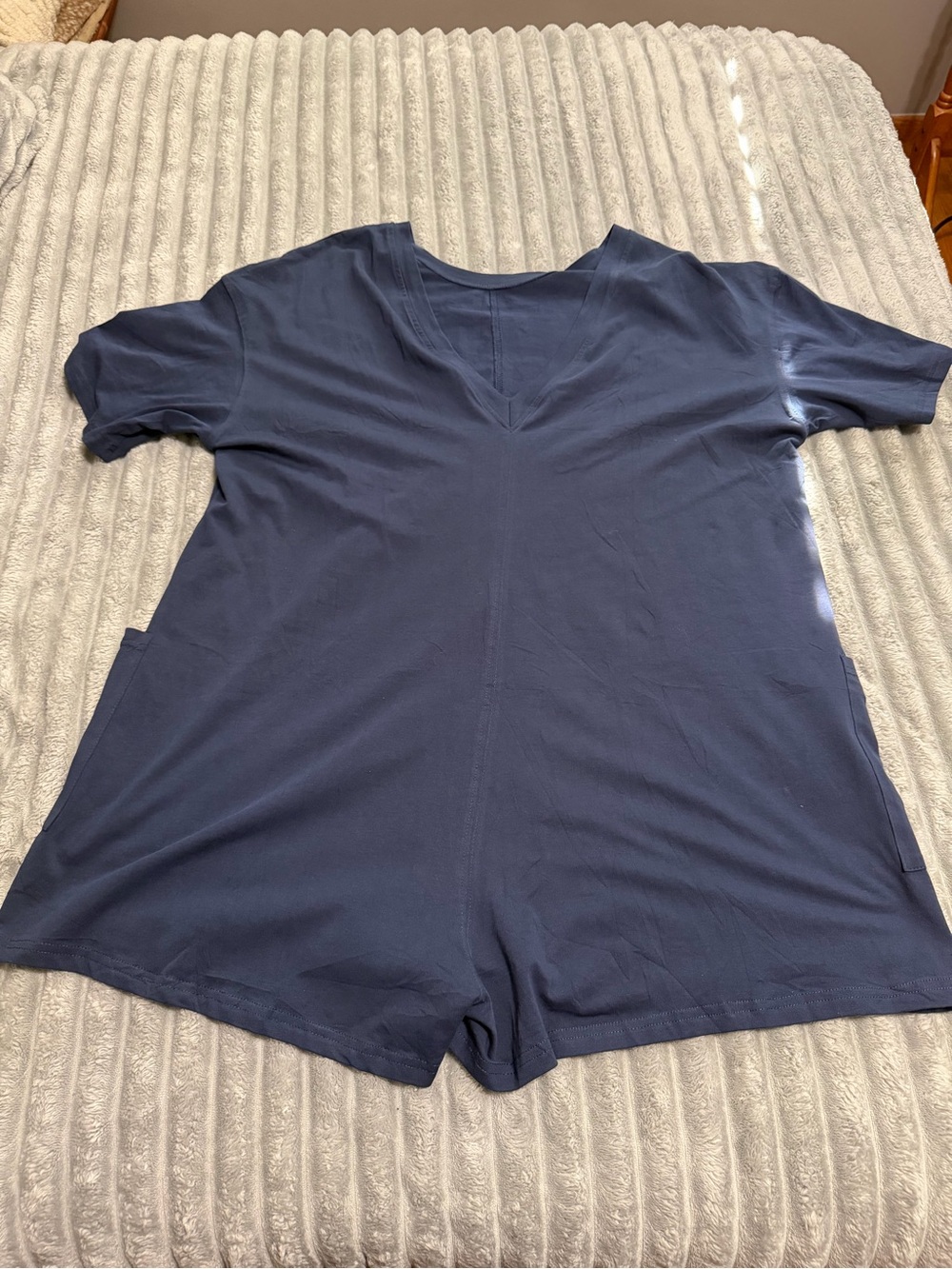 Fashion Navy Short Sleeve V-Neck Romper